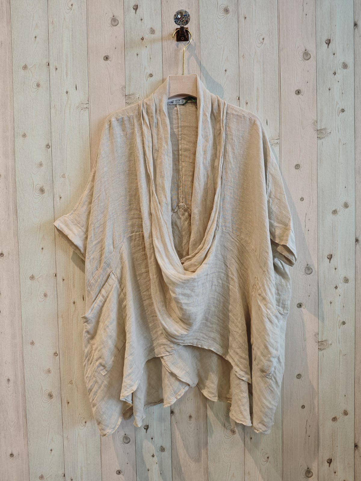 Ref-83591 OVERSIZED BLOUSE 100% LINEN: Yellow