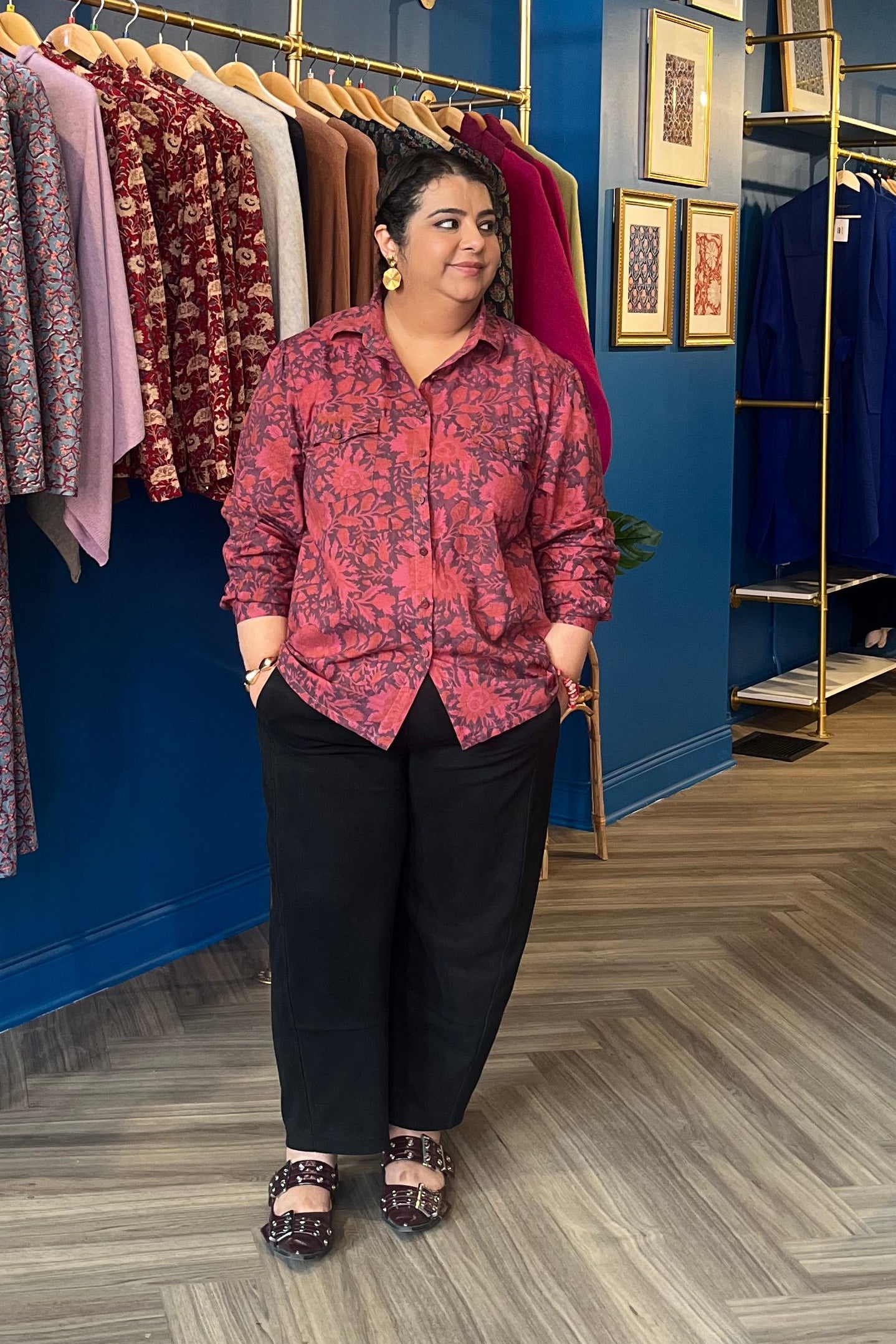 Printed Wine Cotton Blouse