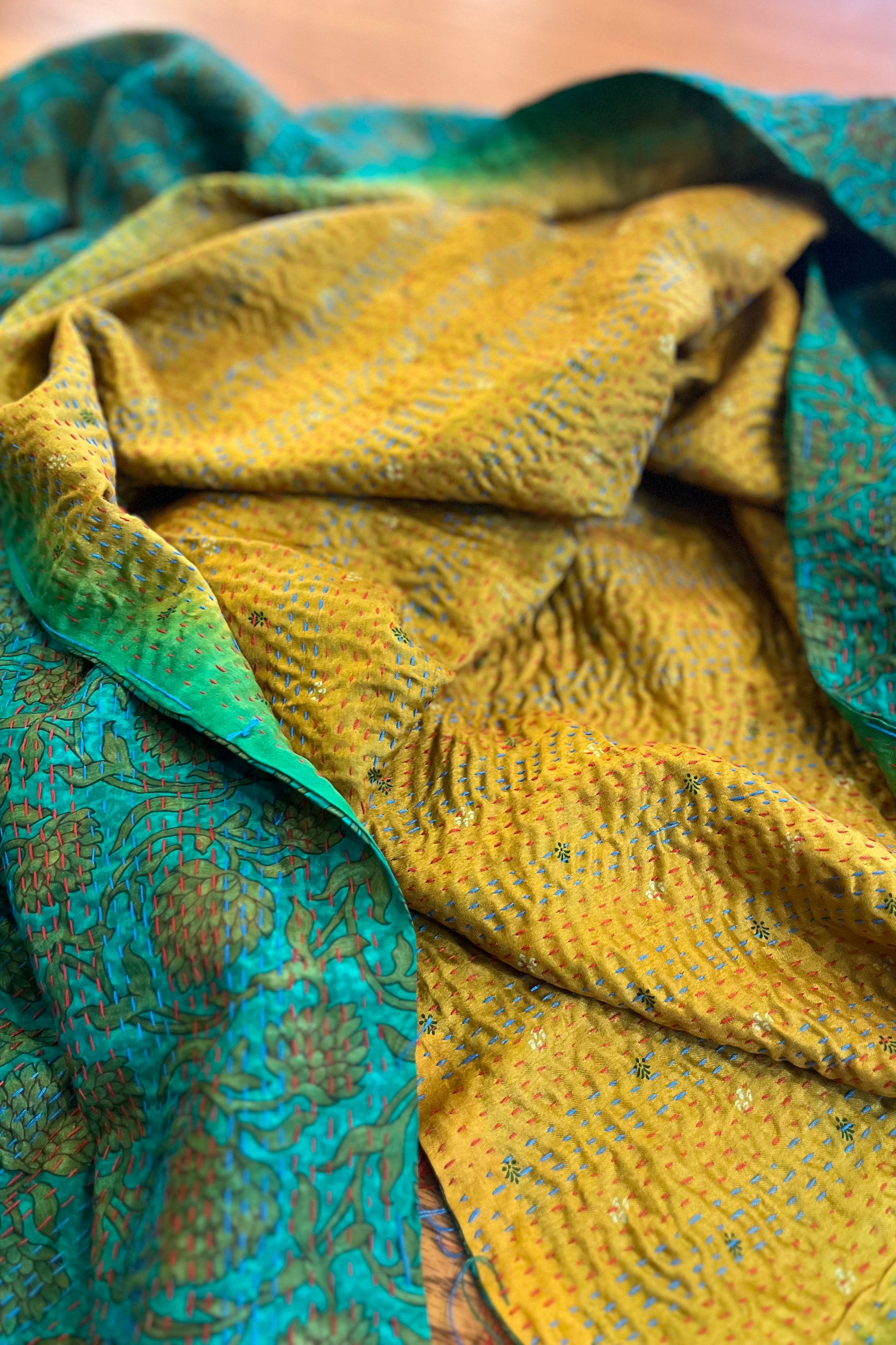 Silk/Silk Blend Kantha Scarf - Pattern 6