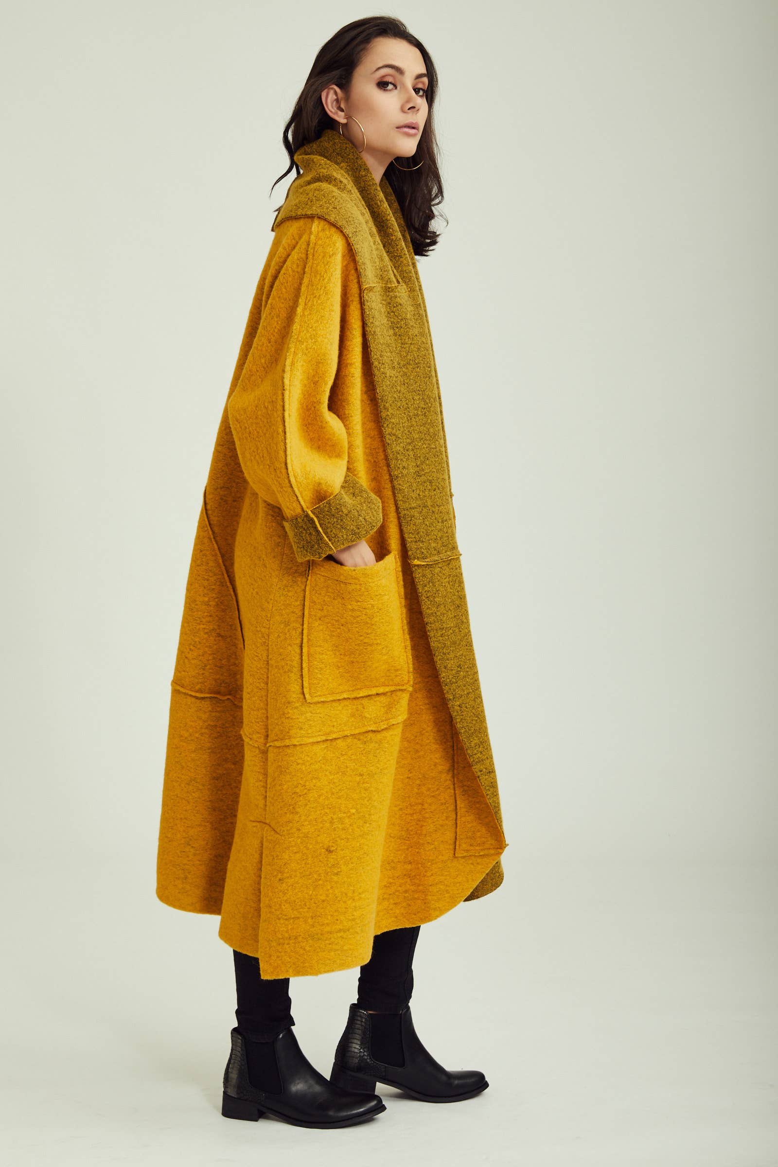BLL-M98043 wool coat: Persimmon / One size