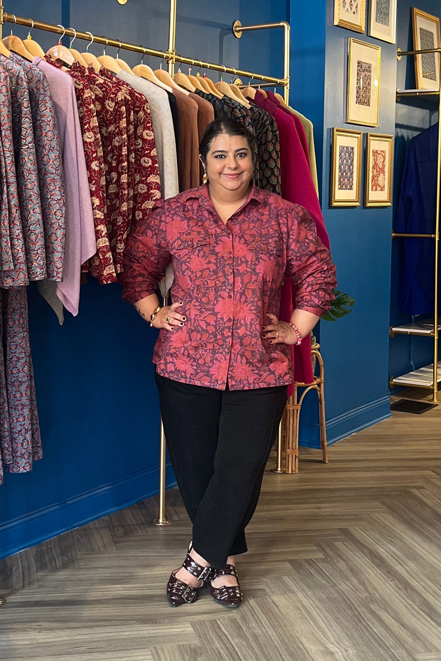 Printed Wine Cotton Blouse