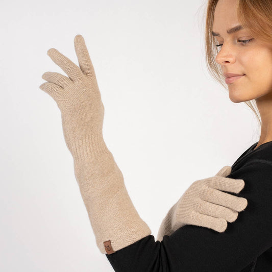 Merino Cashmere Long Gloves in Dusty Pink
