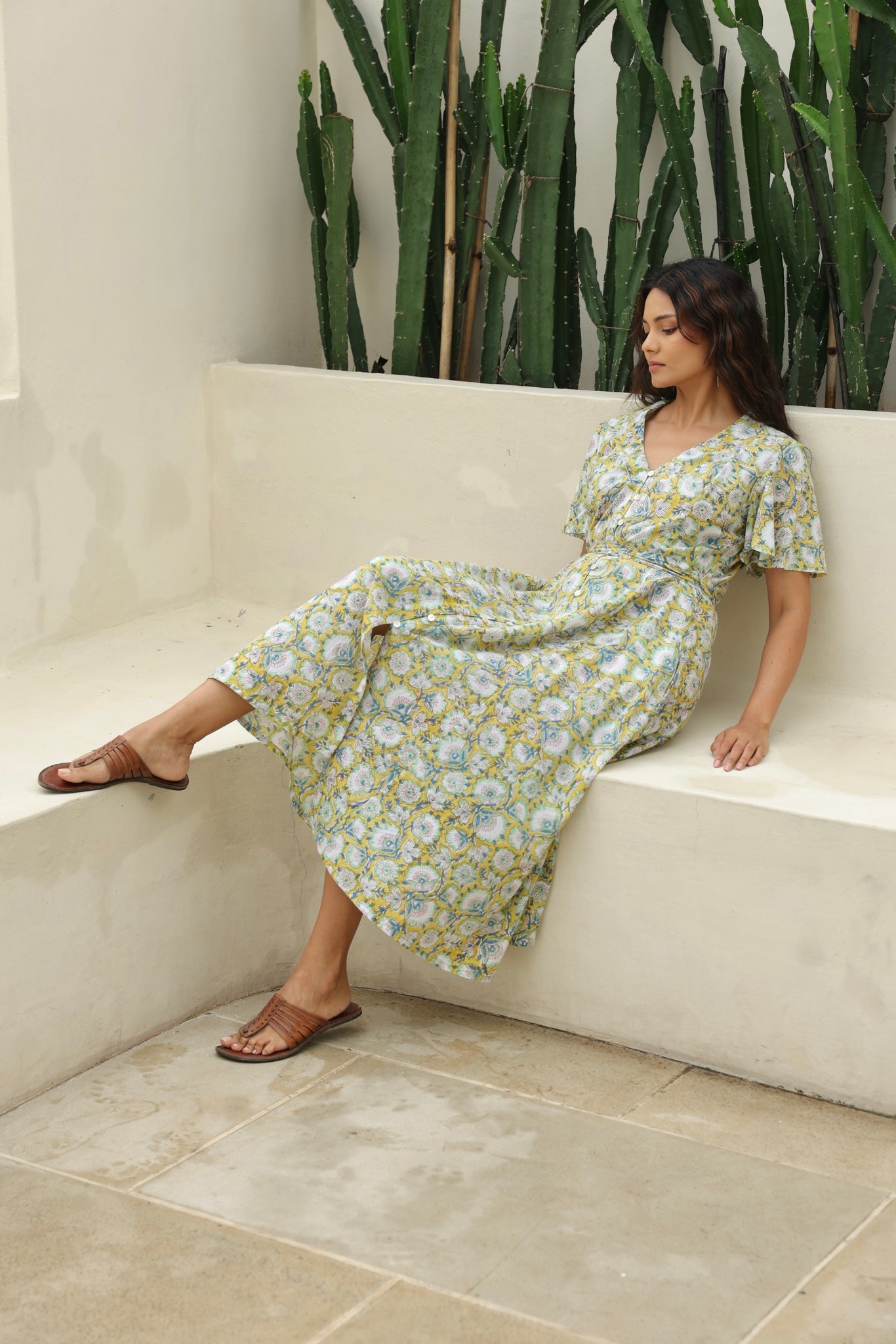 Lily Midi Dress in Yellow