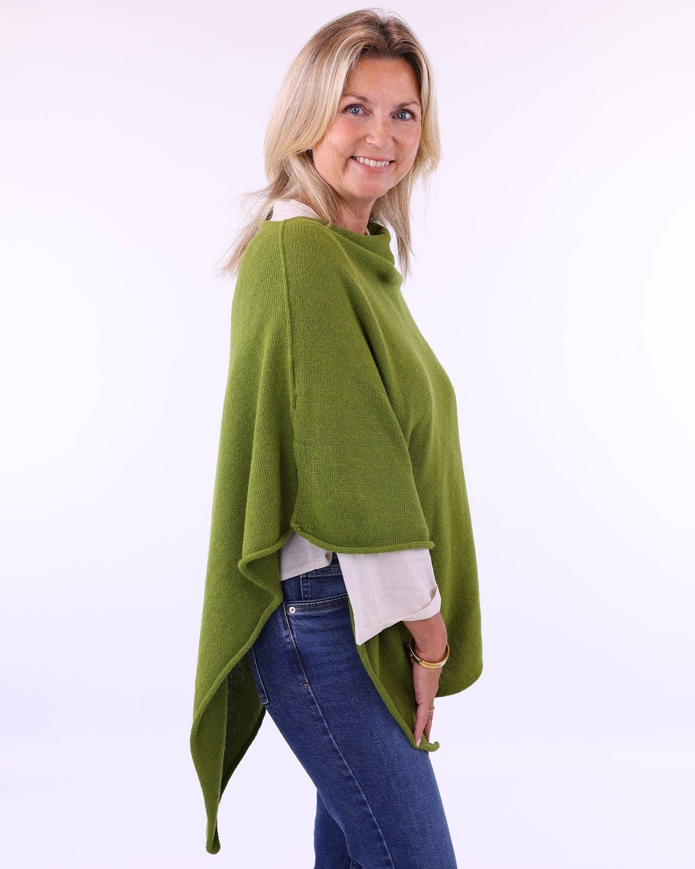 Cashmere Blend Poncho: Azure Blue