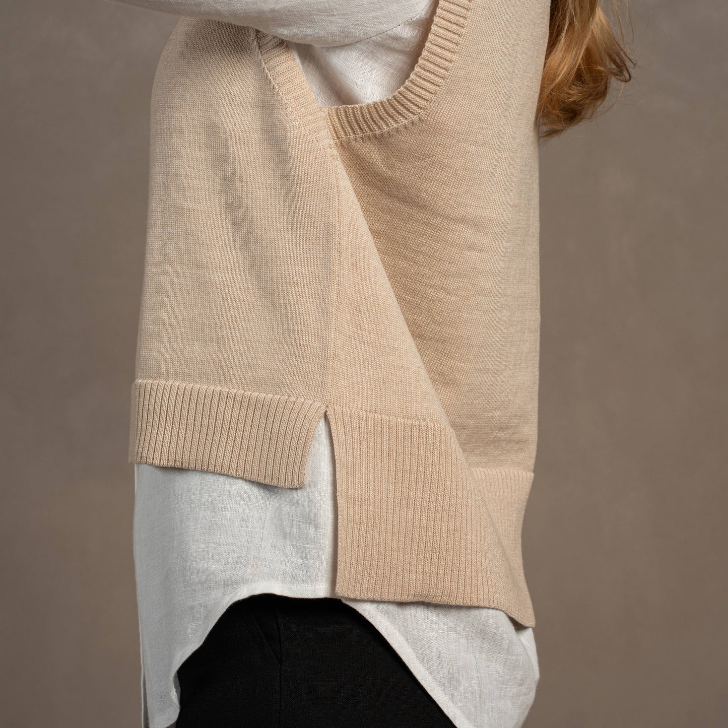 Merino Wool Vest in Beige