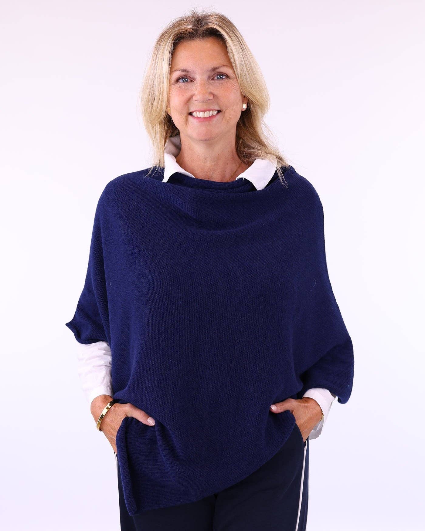 Cashmere Blend Poncho: Pearl Grey
