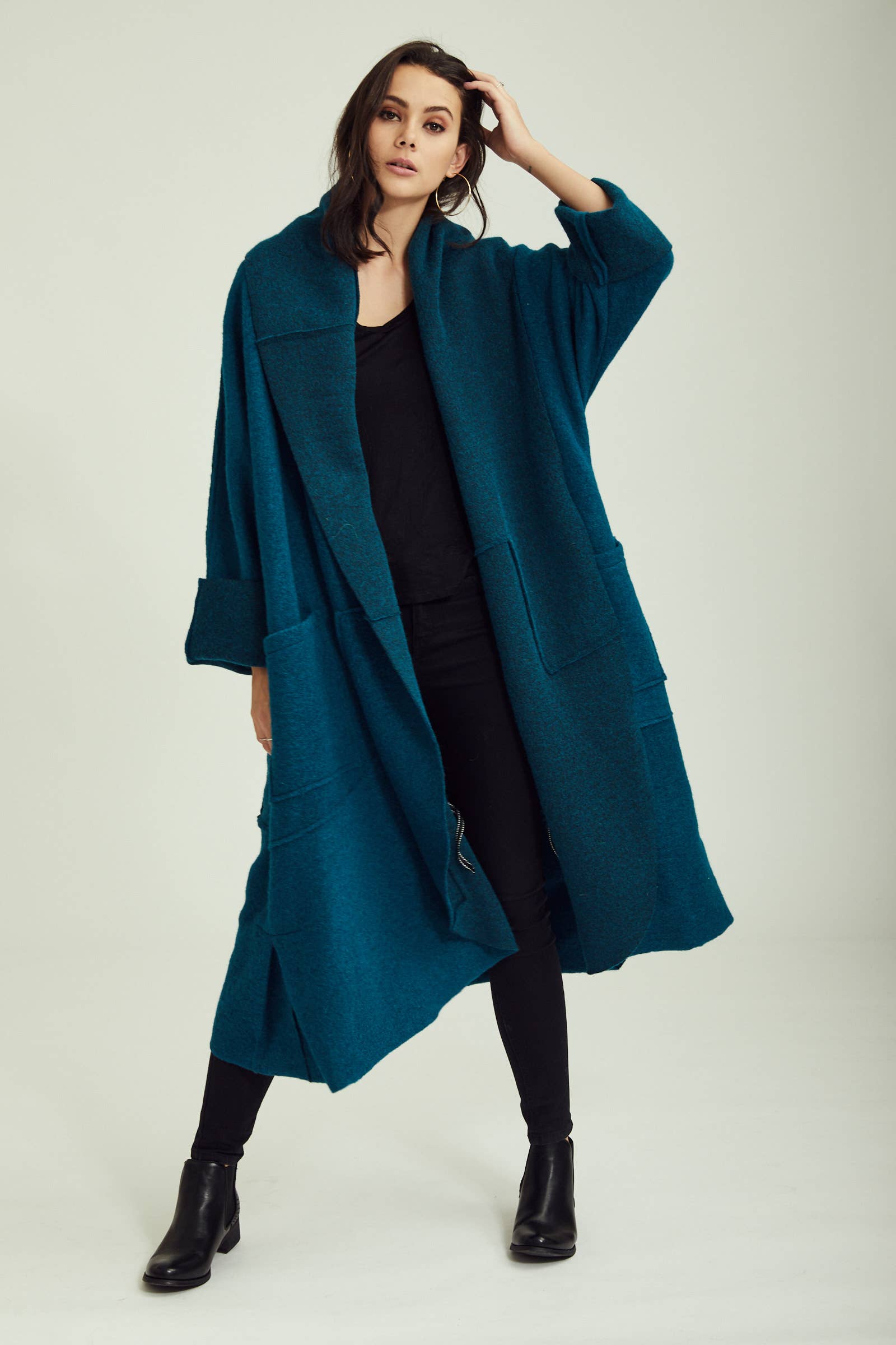BLL-M98043 wool coat: Persimmon / One size