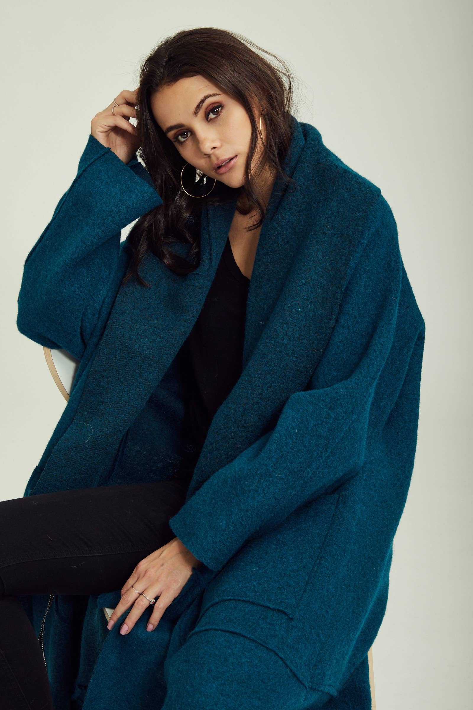 BLL-M98043 wool coat: Persimmon / One size