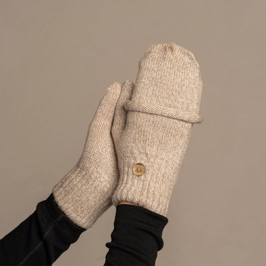 Merino Convertible Gloves in Beige
