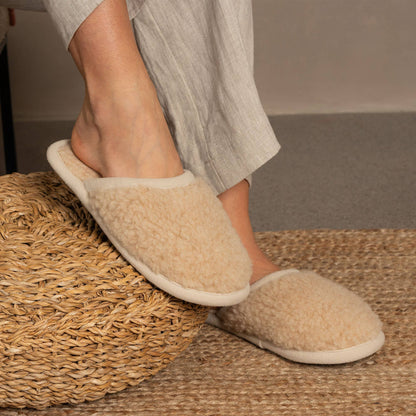 Women's Merino Fluffy Slippers Natural