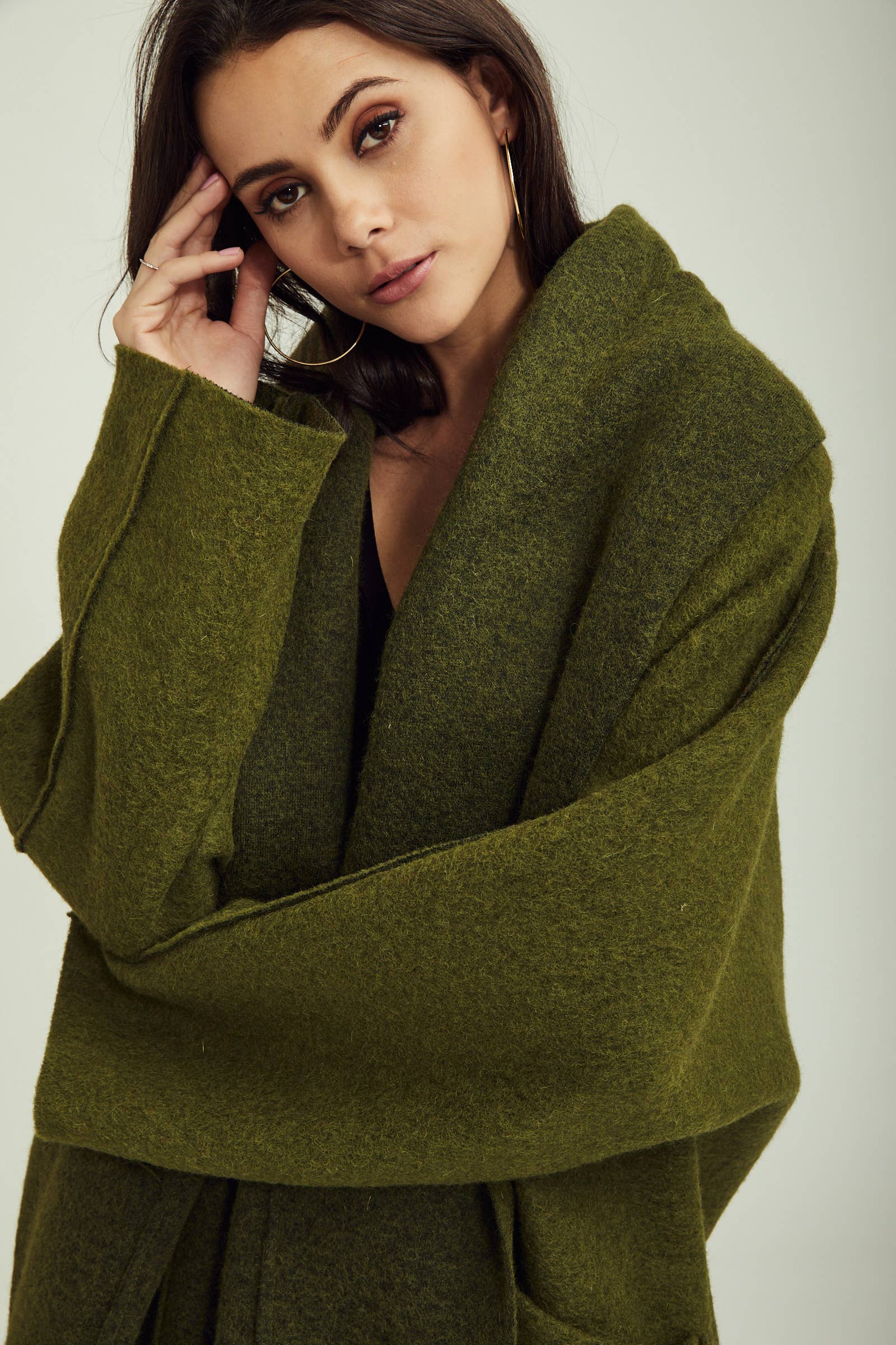 BLL-M98043 wool coat: Persimmon / One size