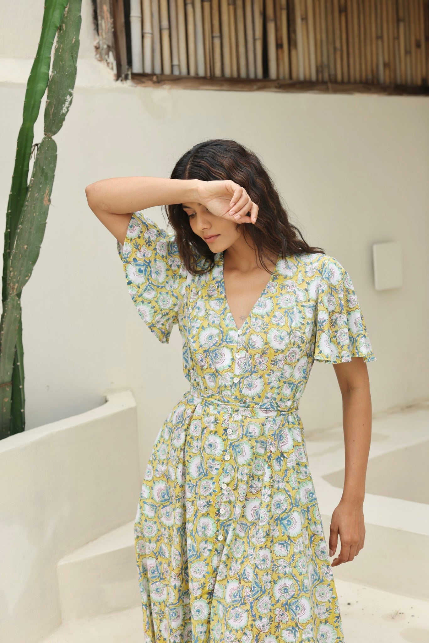 Lily Midi Dress in Yellow