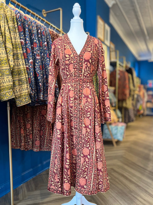 Bell Sleeve Dress ~ Maroon