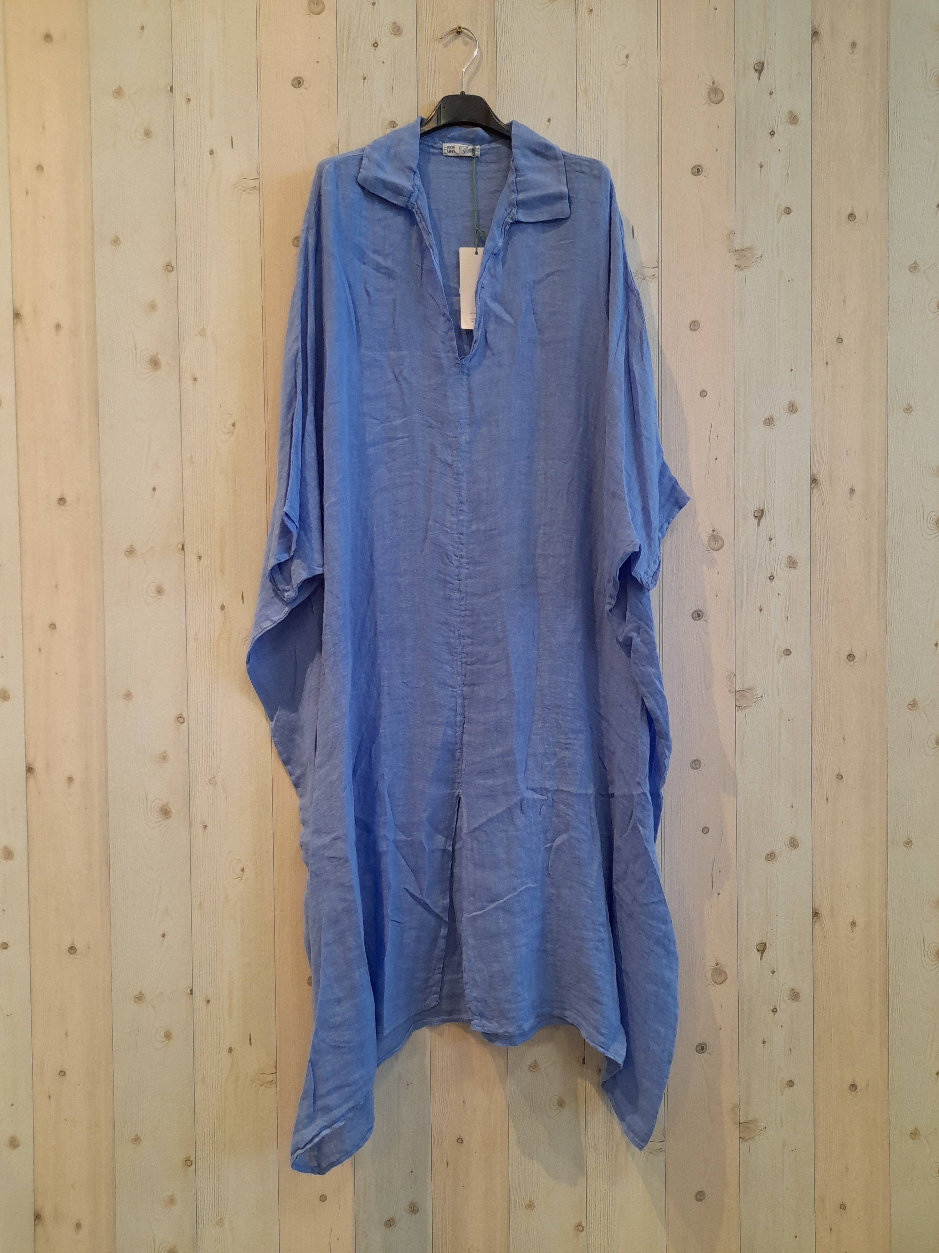 Ref-9036 Plain 100% Linen Kaftan: Pistacho