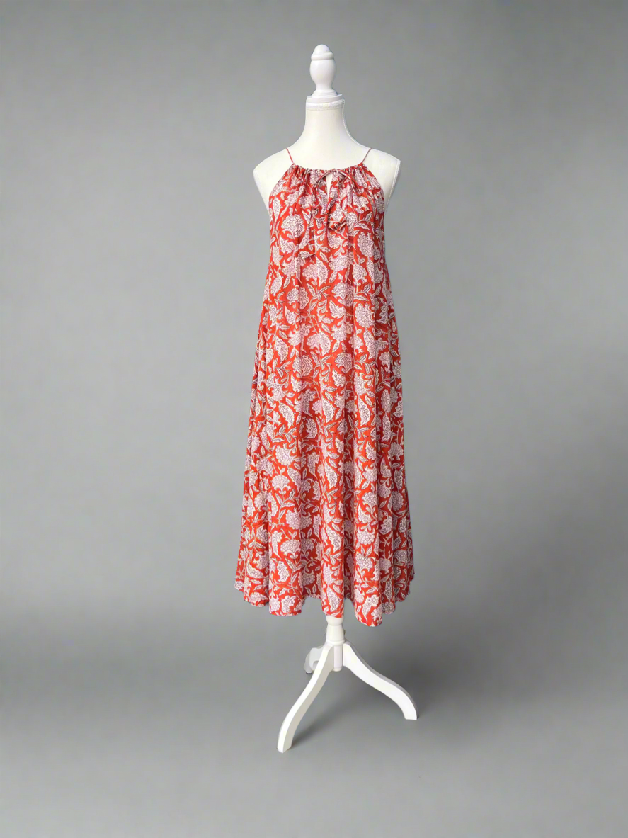 Midi Flared Dress in Orange