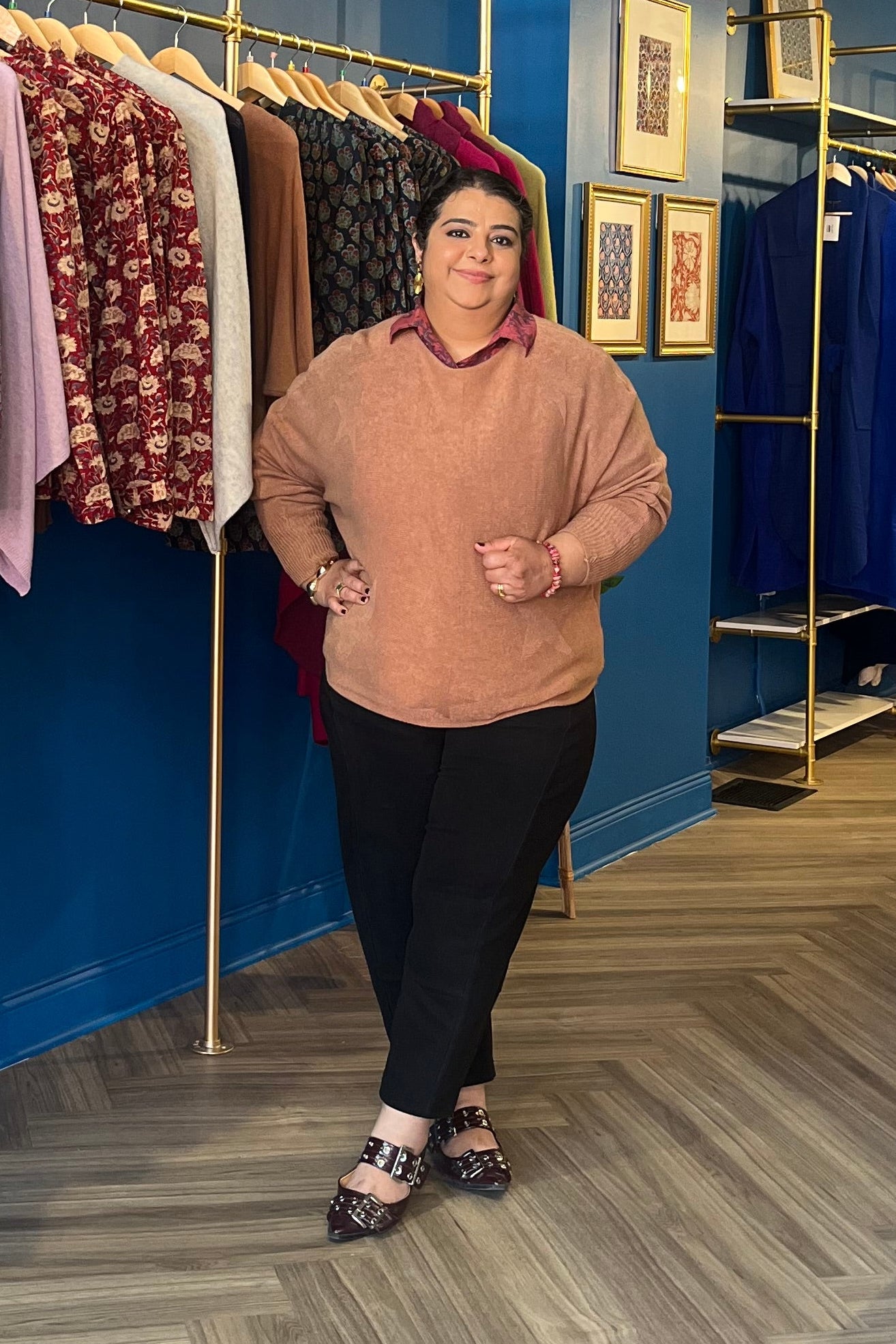 Cashmere Blend Camel Bat-Sleeve Sweater