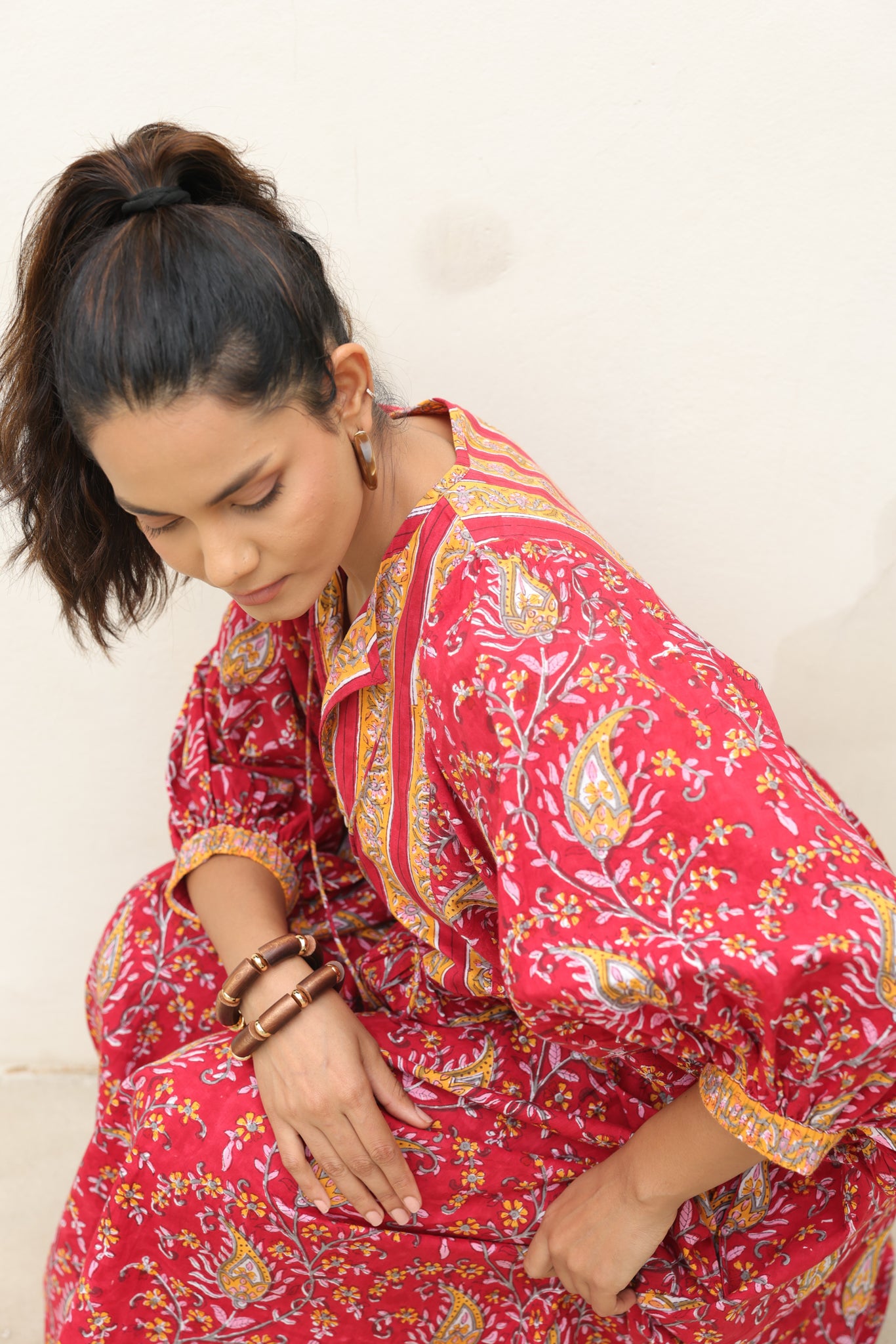 Tulip Midi Dress in Red