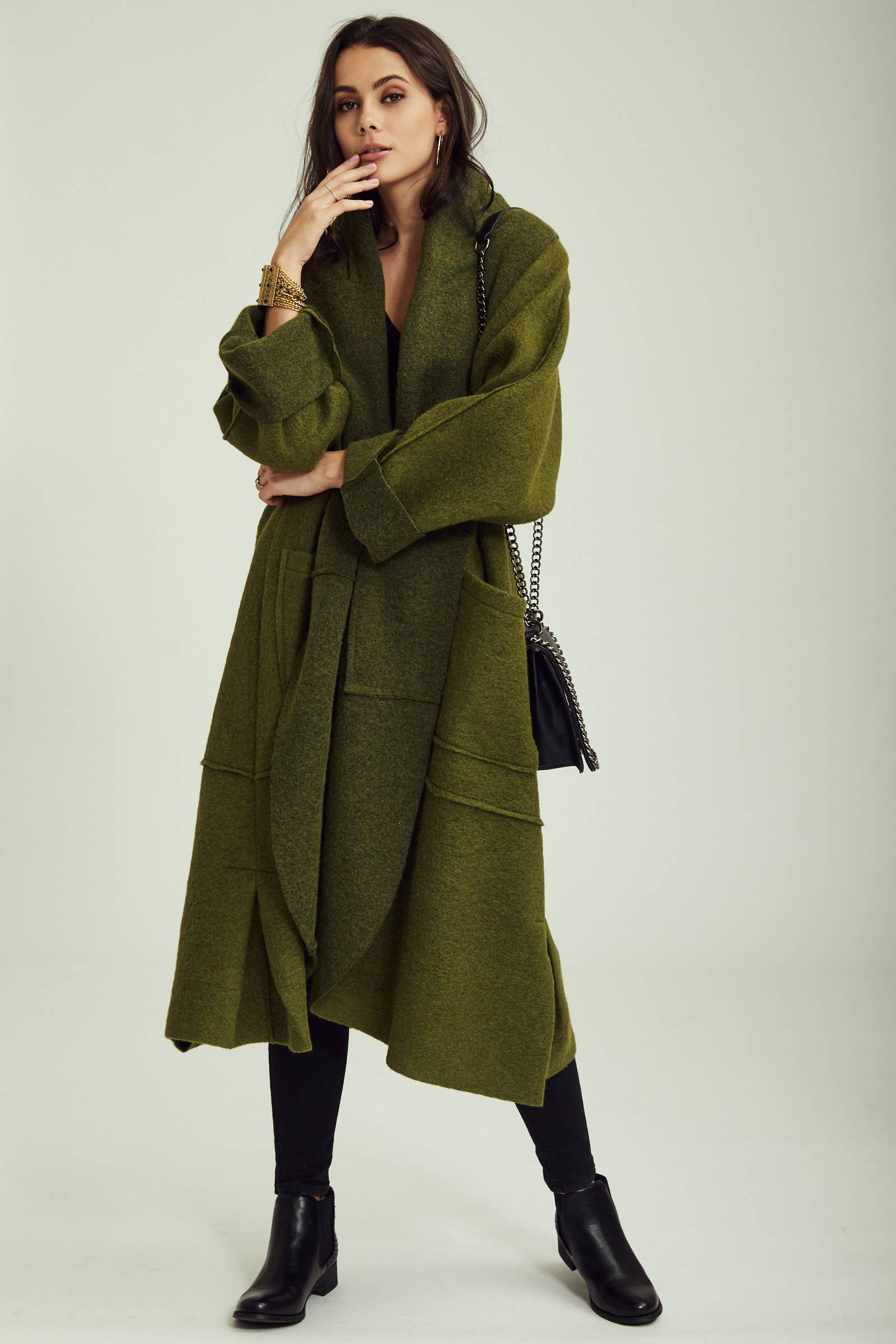 BLL-M98043 wool coat: Persimmon / One size