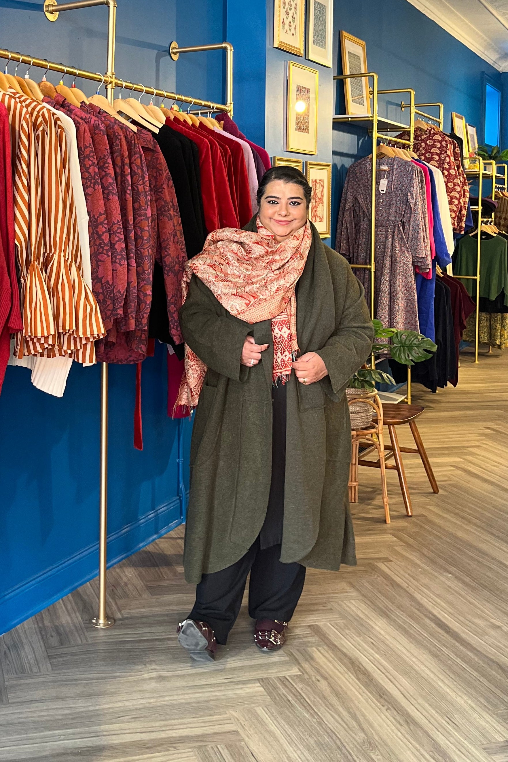 Wool Coat in Forest Green