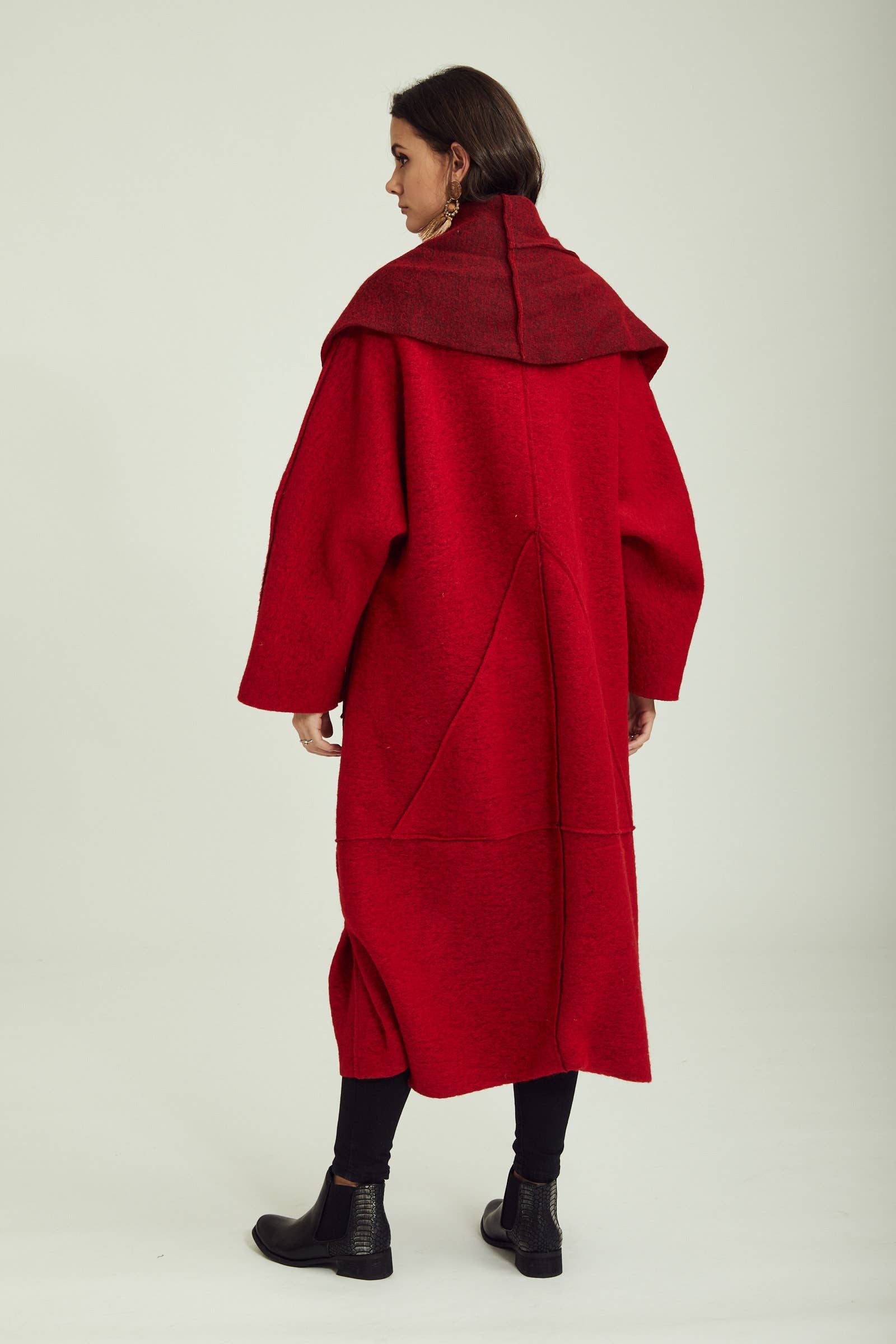 BLL-M98043 wool coat: Persimmon / One size
