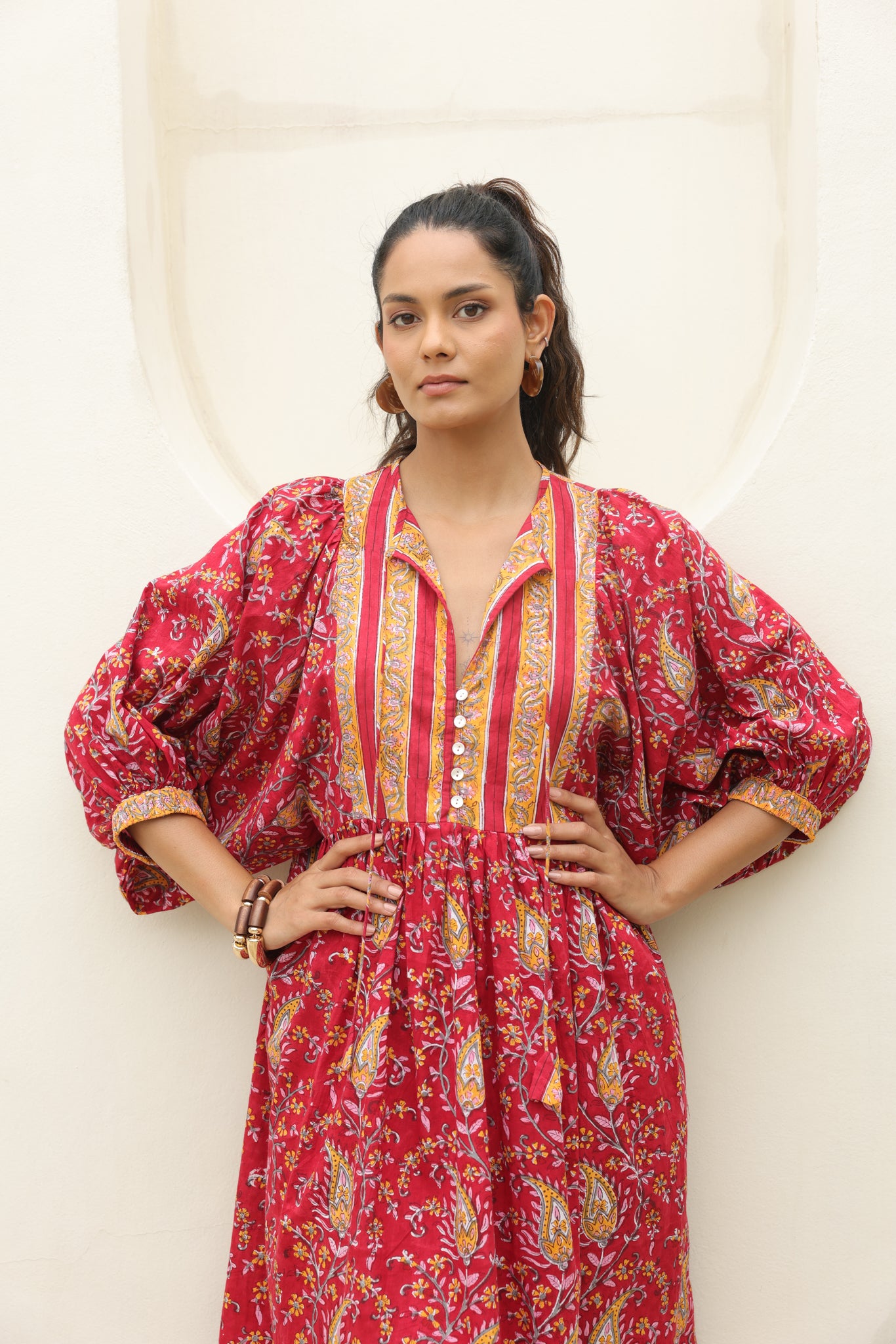Tulip Midi Dress in Red