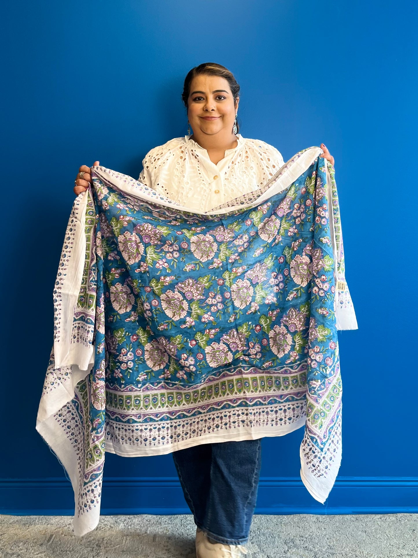 Garden Scarf in Blue Multi Color Print