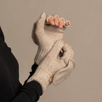 Merino Convertible Gloves in Beige