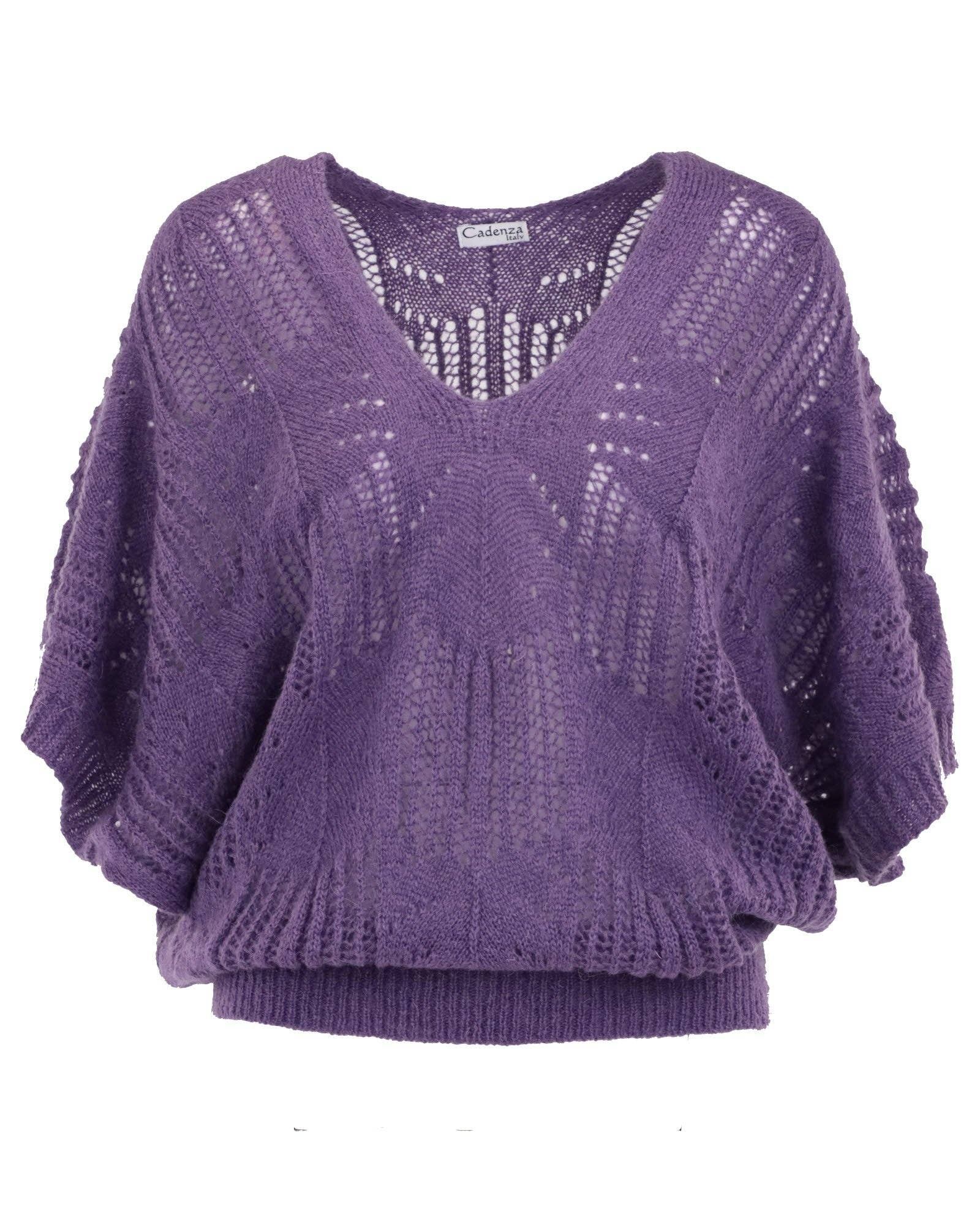V Neck Mohair Blend Tunic: Autumn Red