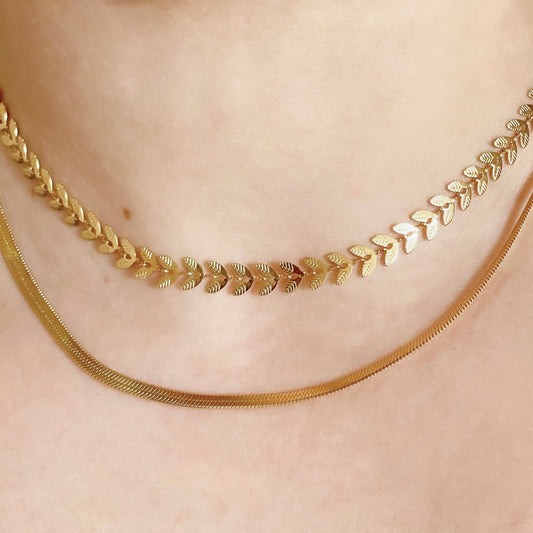 2 pcs Gold Necklace Set