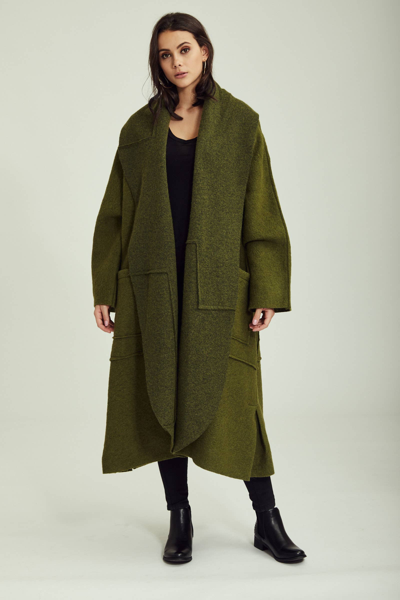 BLL-M98043 wool coat: Persimmon / One size