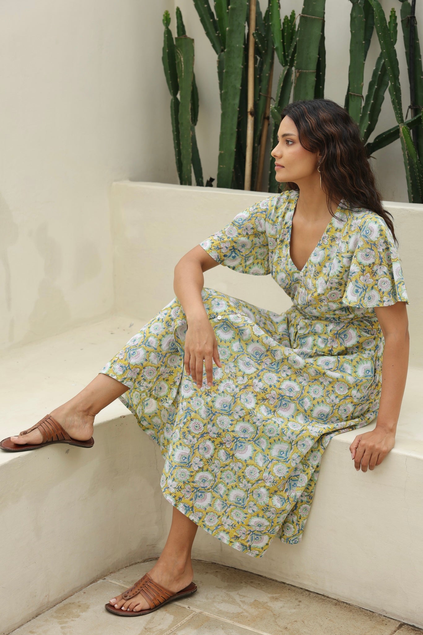 Lily Midi Dress in Yellow