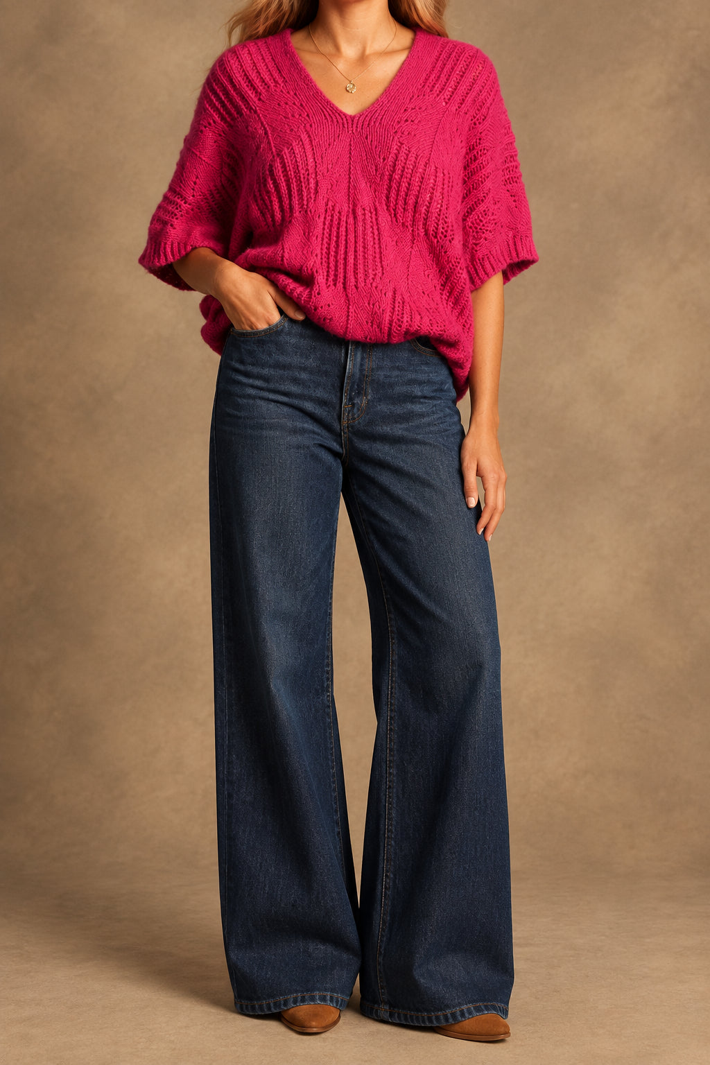 Mohair Blend Sweater Top in  Autumn Pink