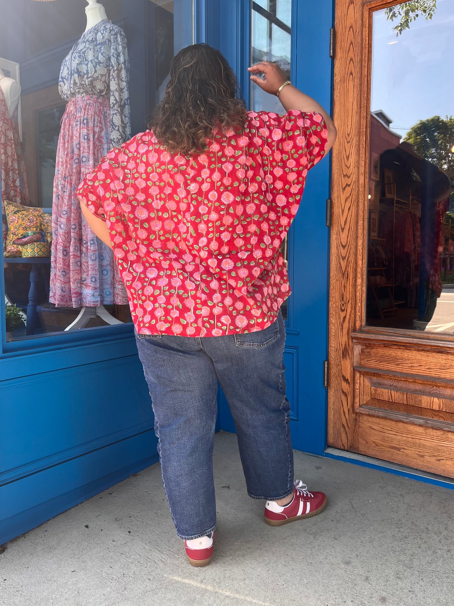 V-Neck Button Front Blouse