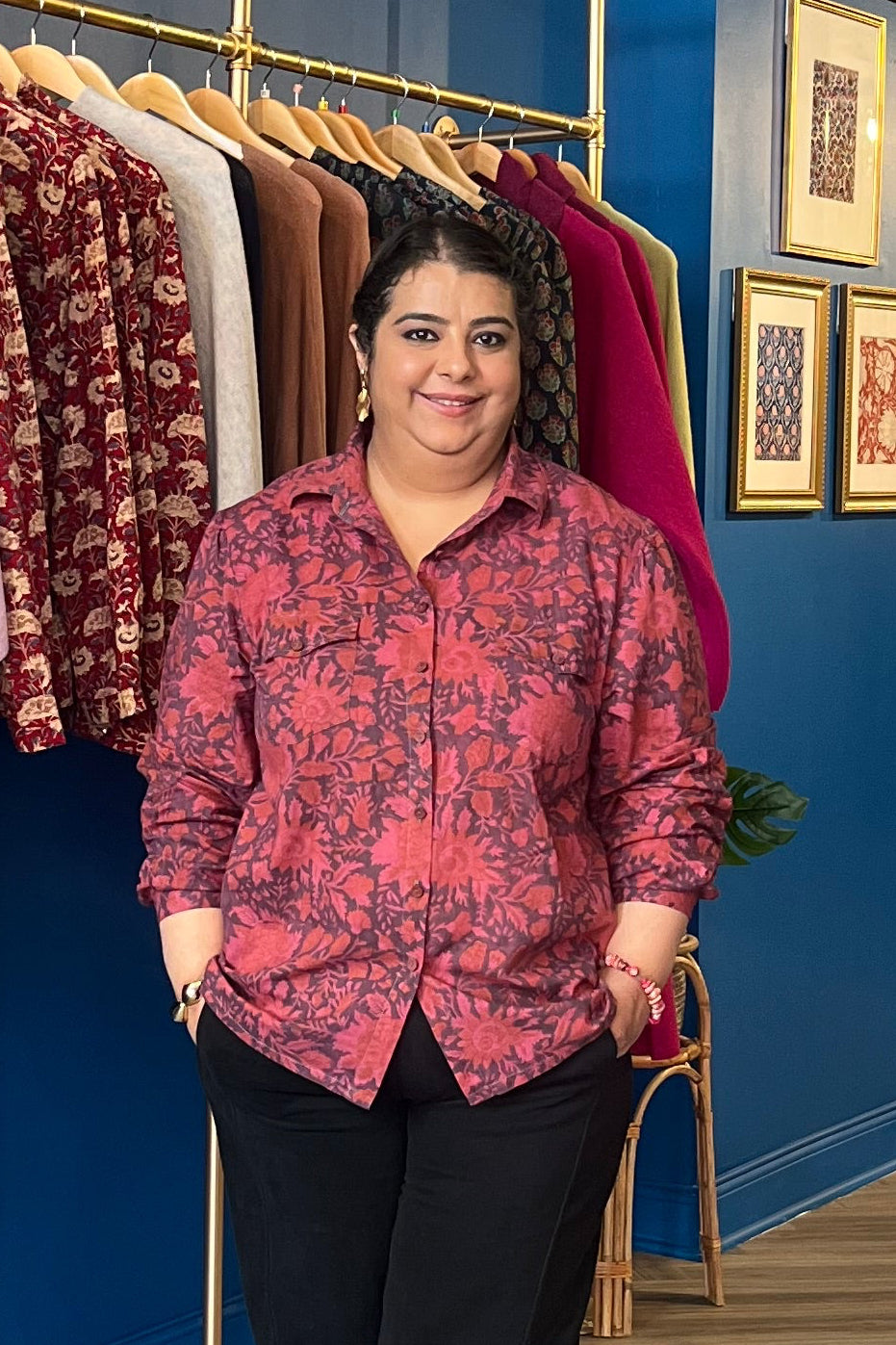 Printed Wine Cotton Blouse