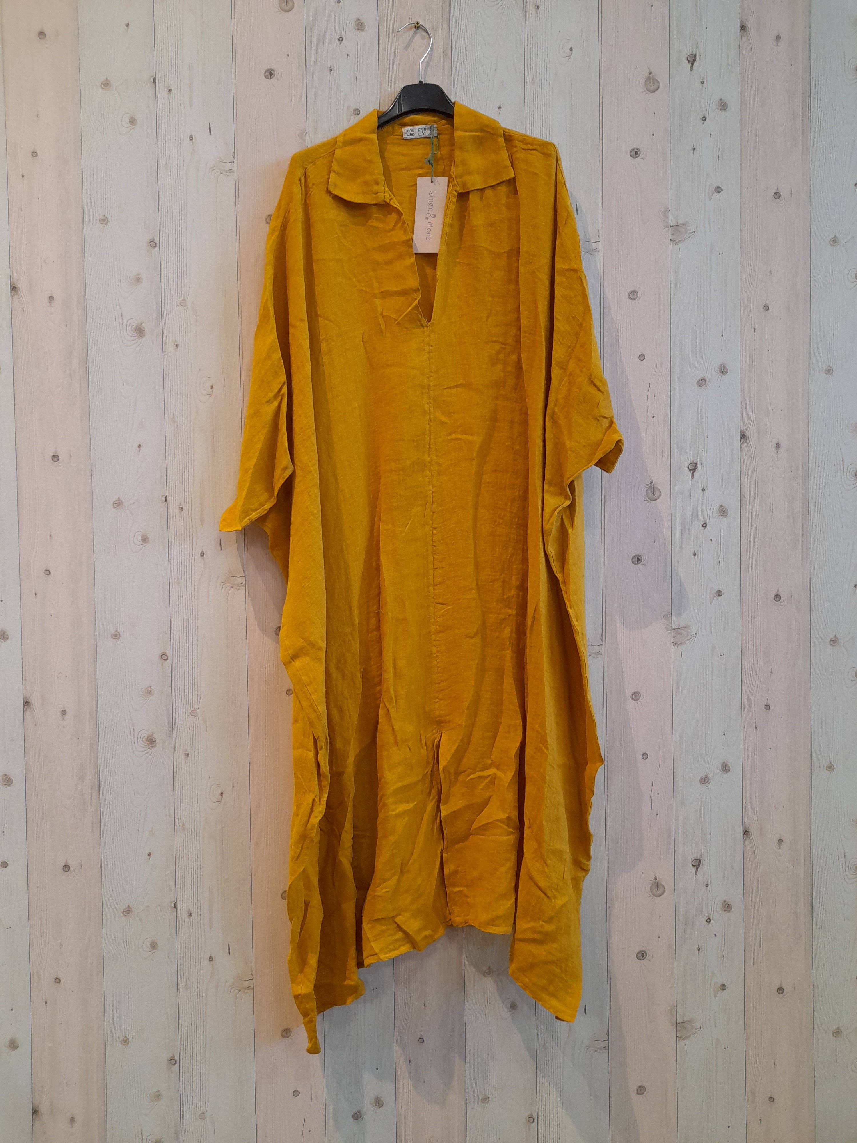 Ref-9036 Plain 100% Linen Kaftan: Pistacho