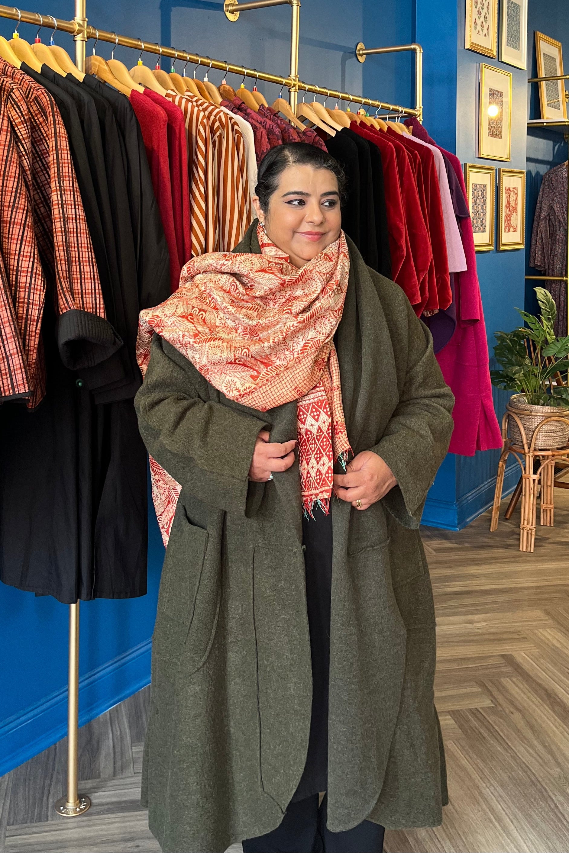 Wool Coat in Forest Green