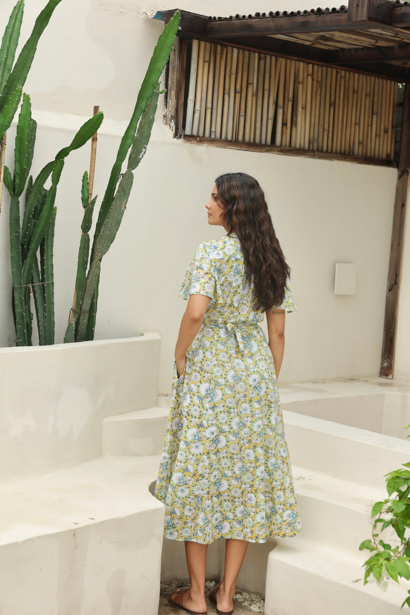 Lily Midi Dress in Yellow