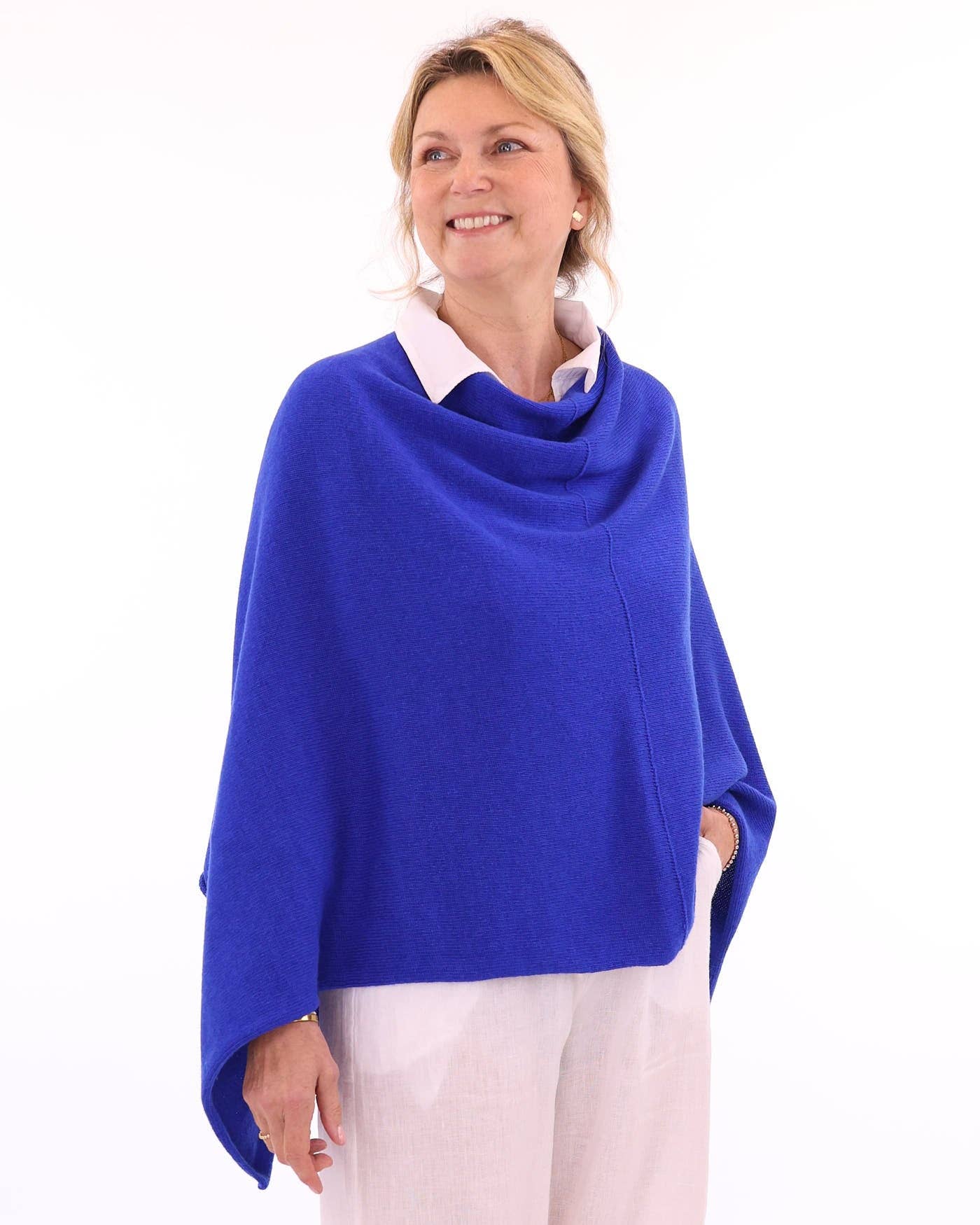 Cashmere Blend Poncho: Pearl Grey