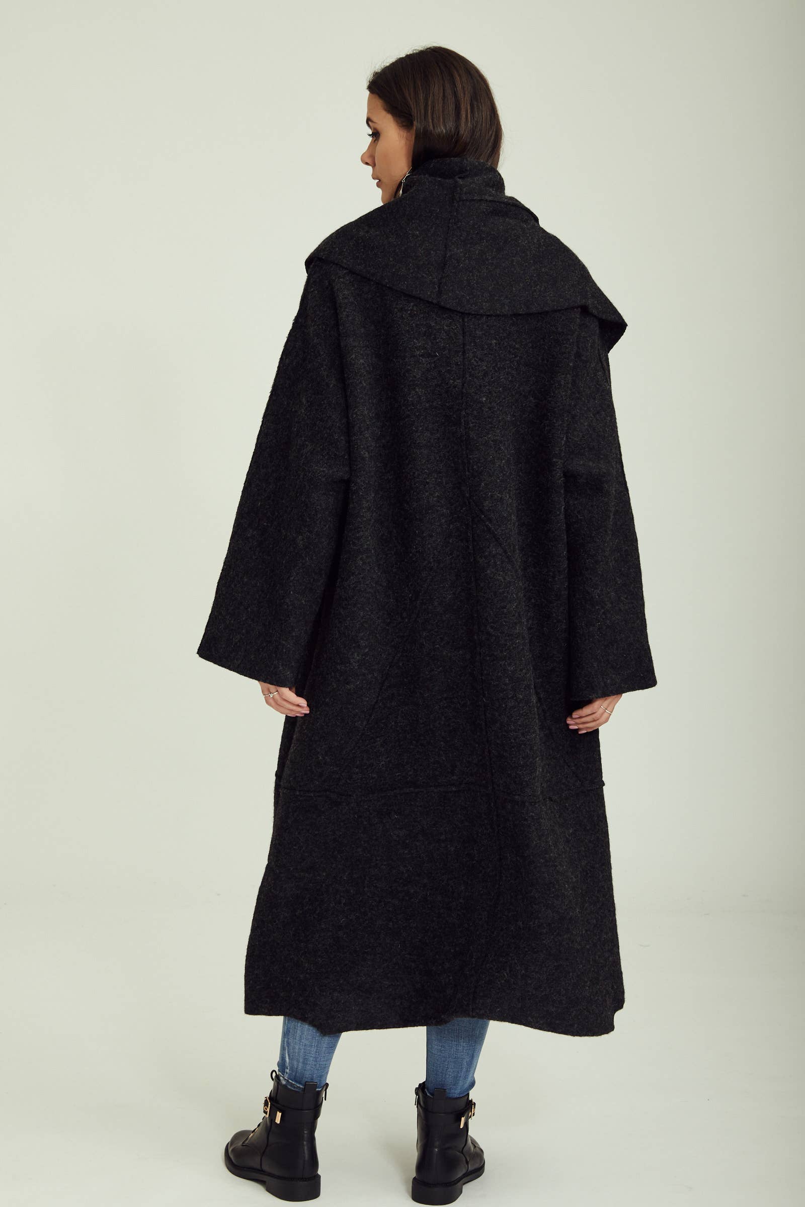 BLL-M98043 wool coat: Persimmon / One size