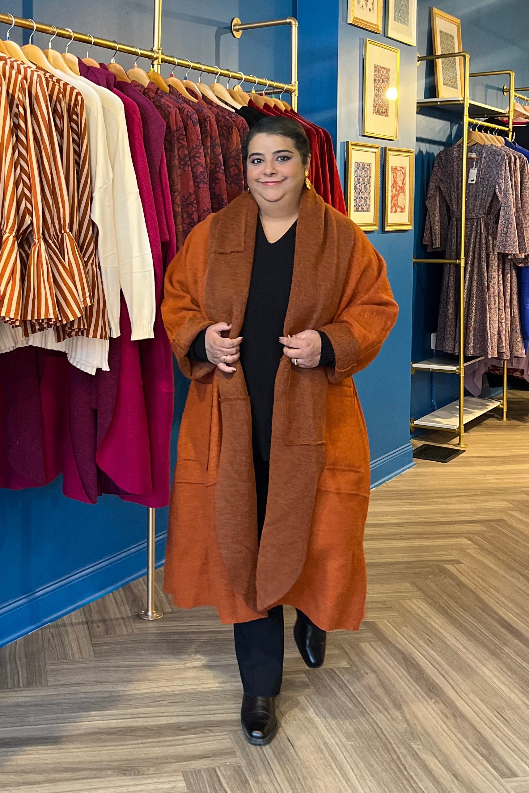 Wool Coat in Rust