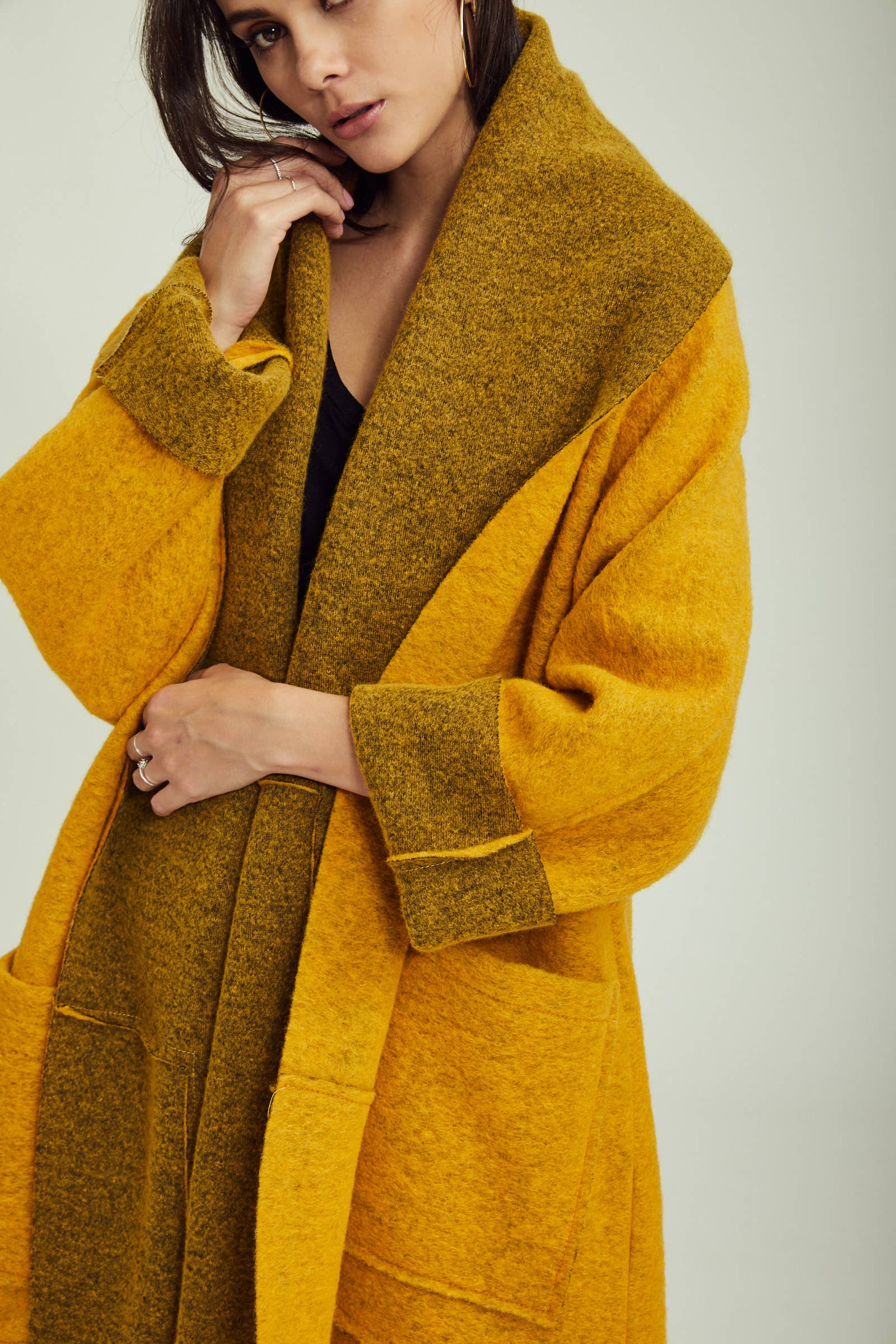 BLL-M98043 wool coat: Persimmon / One size