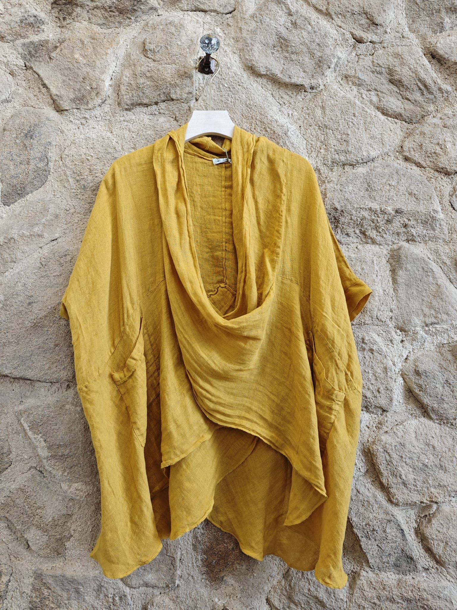 Ref-83591 OVERSIZED BLOUSE 100% LINEN: Yellow