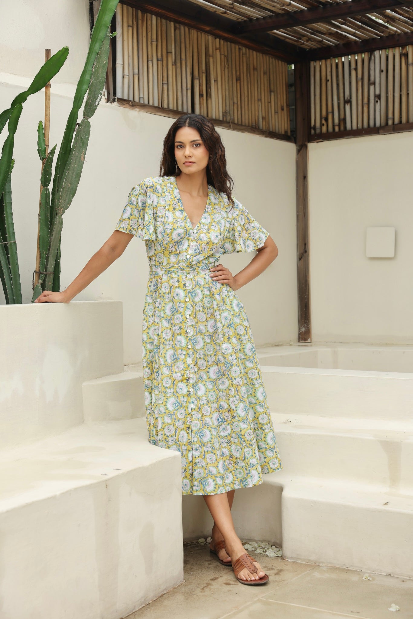 Lily Midi Dress in Yellow