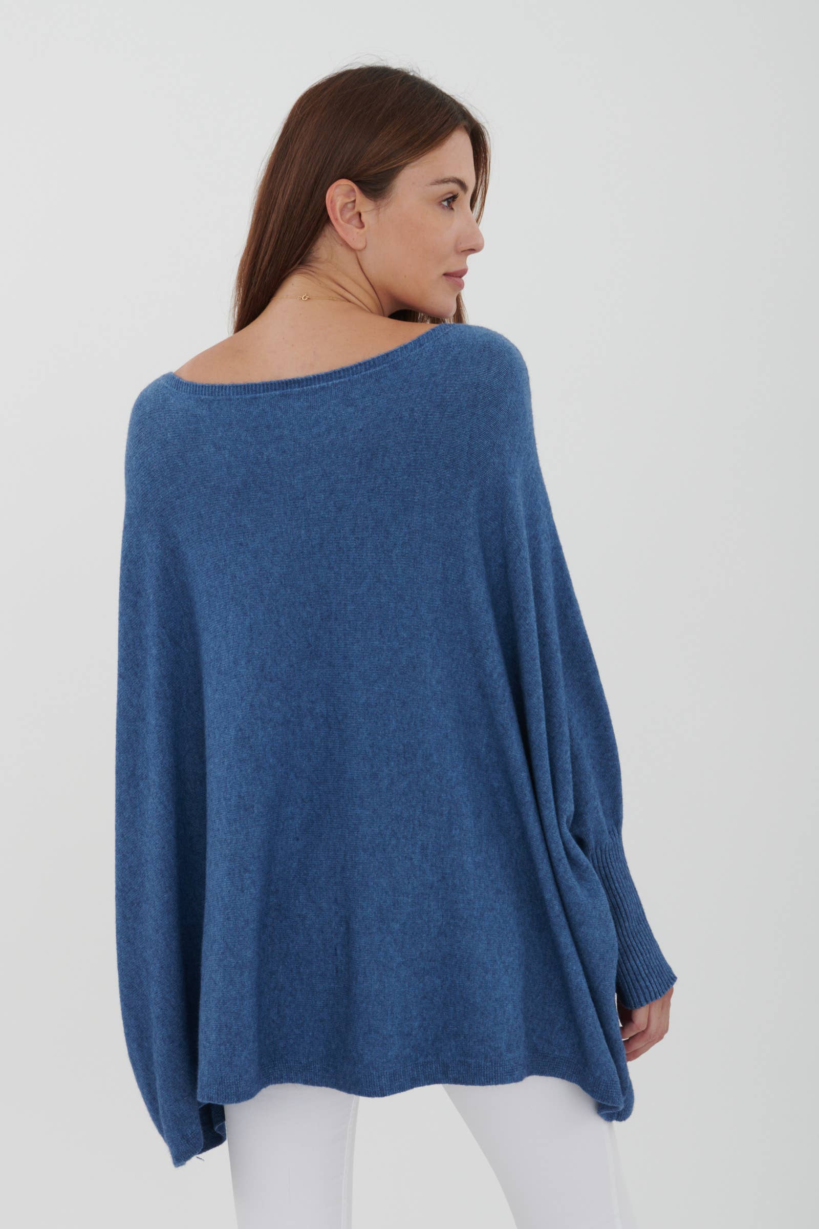 LEL-T8717 plain knit tunic sweater: Ecru / One size