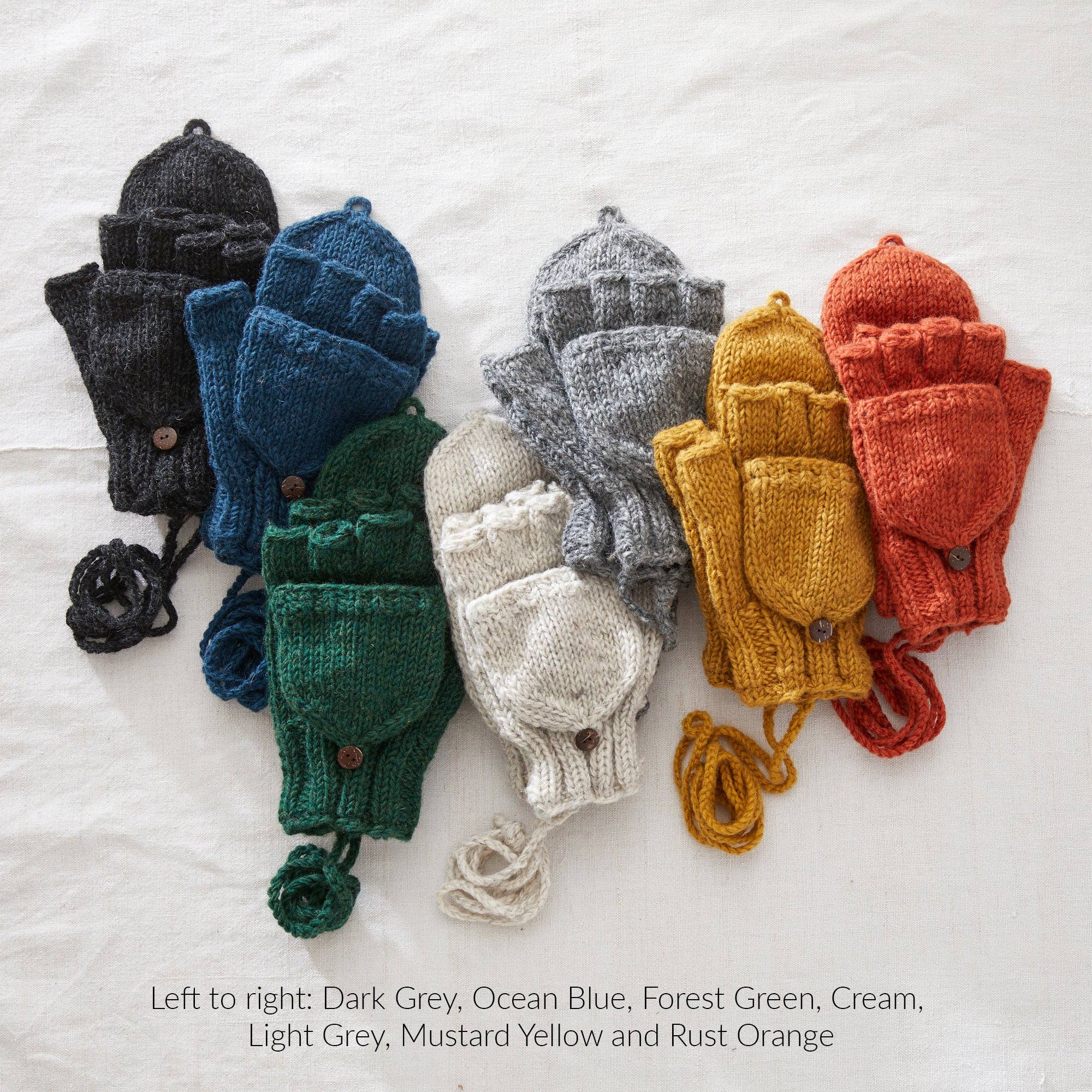 Wool Mitten Fingerless Gloves in Mustard Yellow