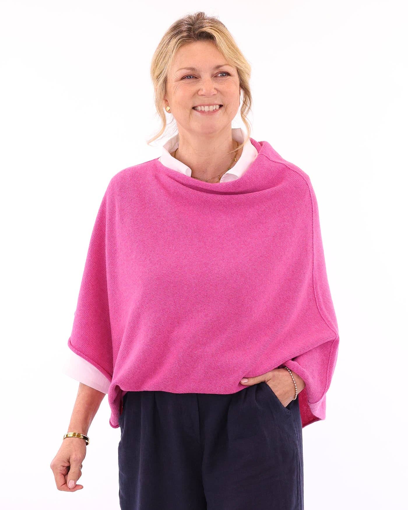 Cashmere Blend Poncho: Azure Blue