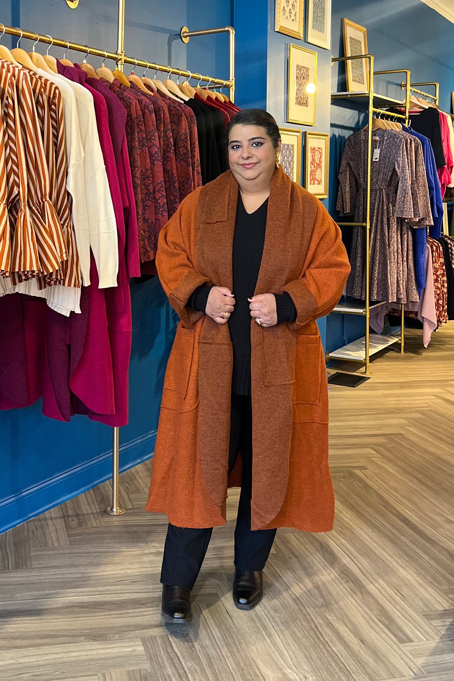 Wool Coat in Rust