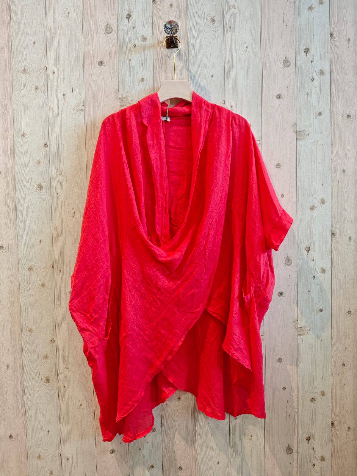 Ref-83591 OVERSIZED BLOUSE 100% LINEN: Red