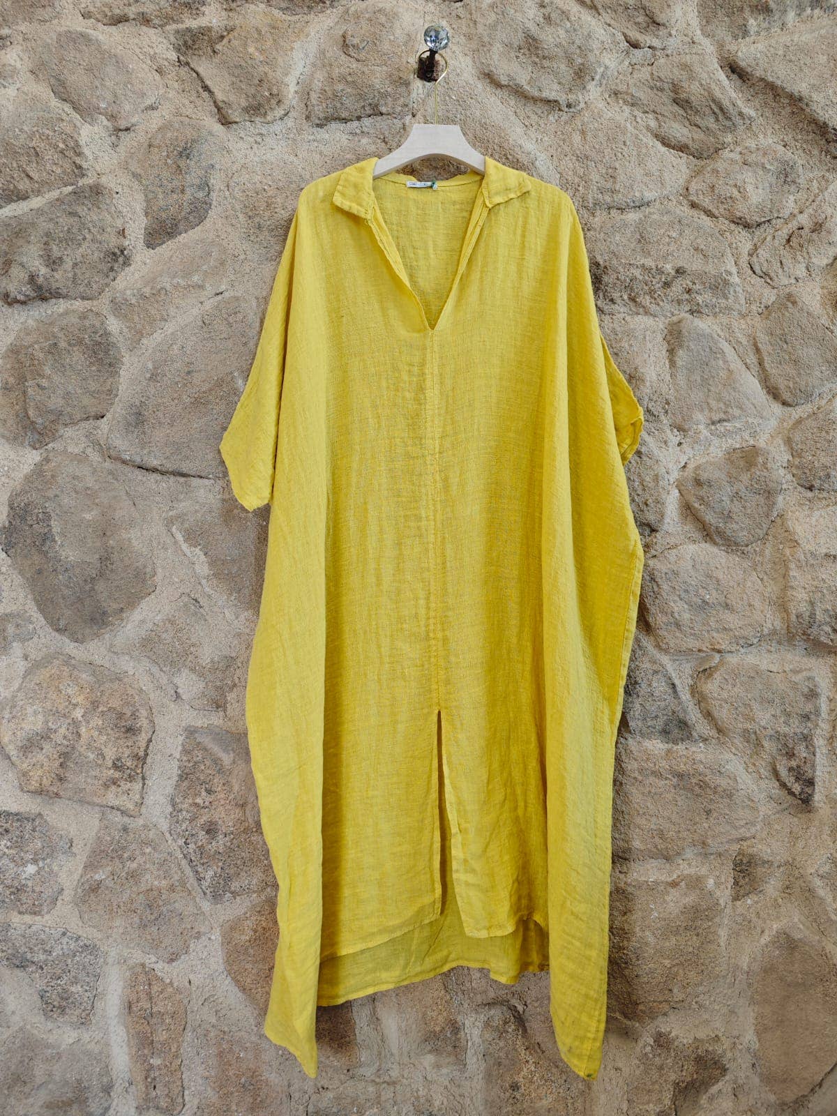 Ref-9036 Plain 100% Linen Kaftan: Amarillo