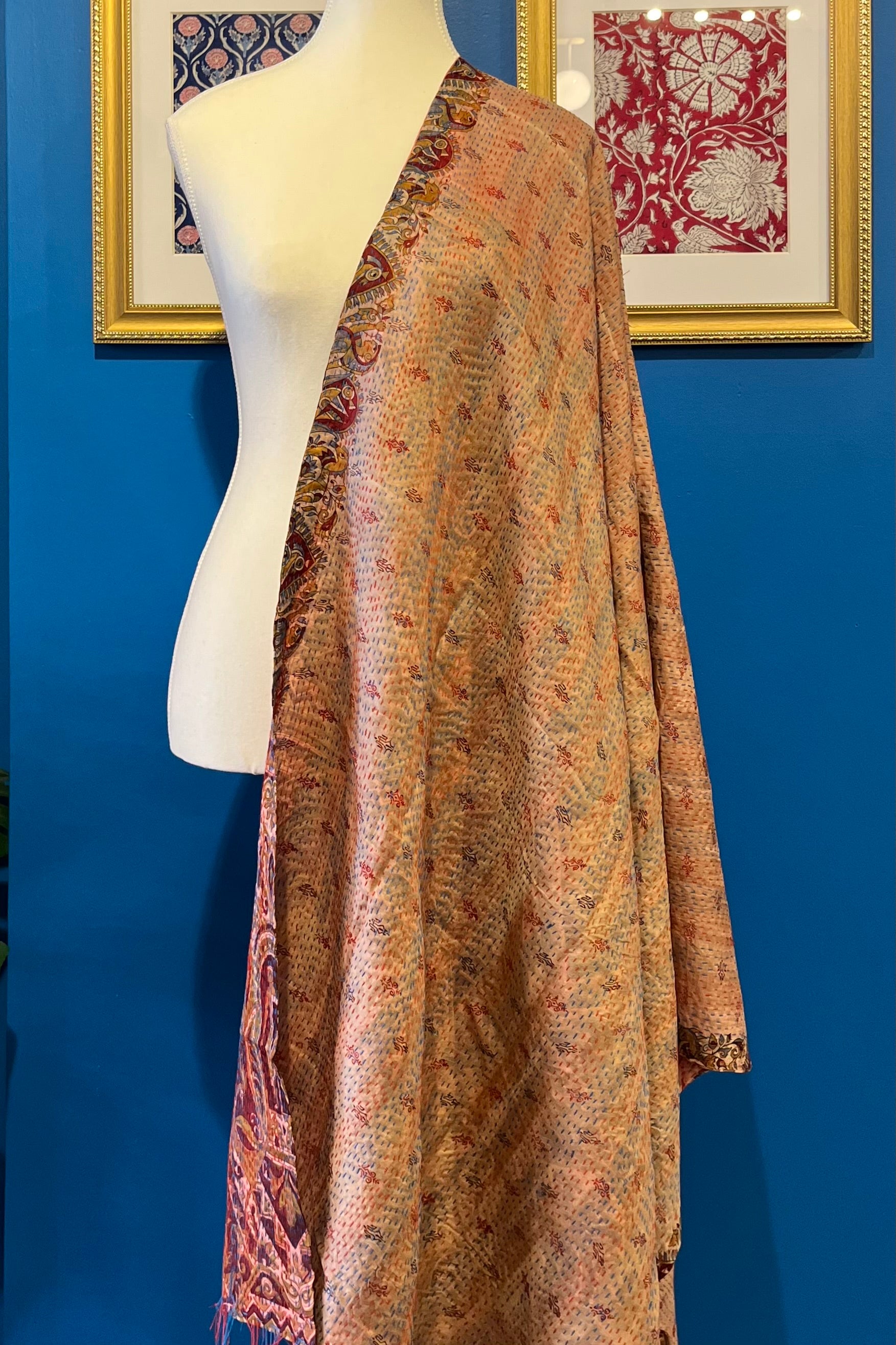 Silk/Silk Blend Kantha Scarf - Pattern 5